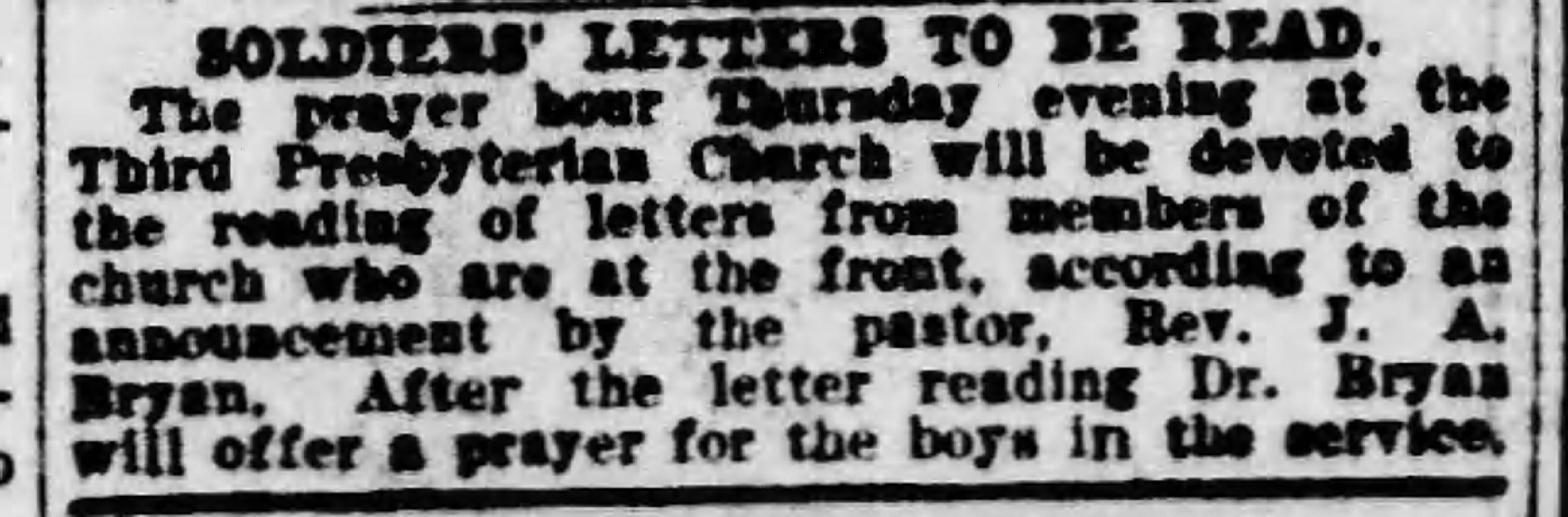Soldiers' Letters To Be Read